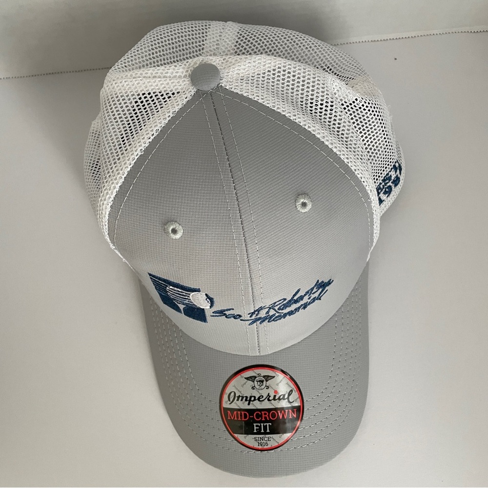 Used Mens Teens Adjustable Gray White Blue Imperial Mid-Crown AJGA Golf Cap Hat - Picture 4 of 6